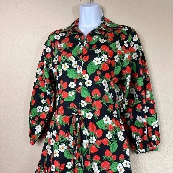 Cara Cara Robin Floral Mini Dress Womens Size XS Wild Black Strawberry - Picture 4 of 12